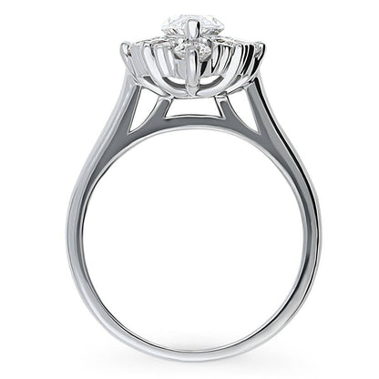 Navette Halo Art Deco CZ Ring in Sterling Silver