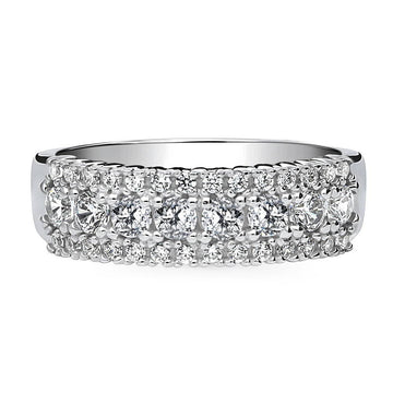 CZ Statement Half Eternity Ring in Sterling Silver