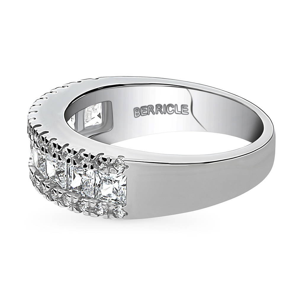 Angle view of Channel CZ Eternity Ring in Sterling Silver, 5 of 12