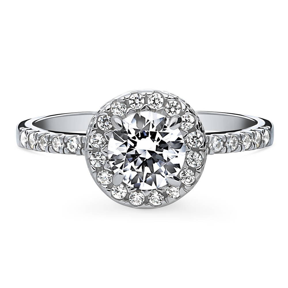 Halo Round CZ Ring in Sterling Silver, 1 of 9
