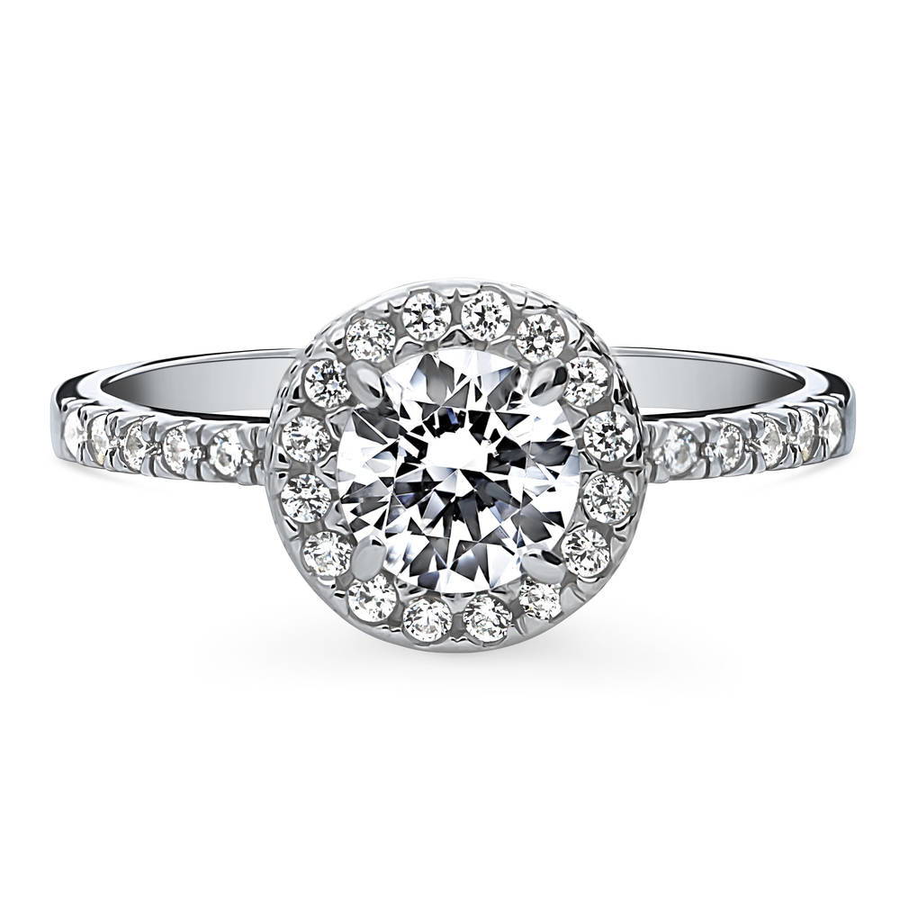 Halo CZ Ring in Sterling Silver, 1 of 9