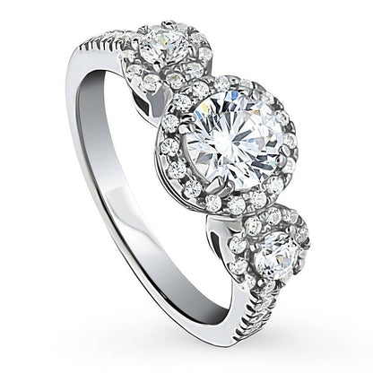 3-Stone 0.8ct CZ Ring in Sterling Silver