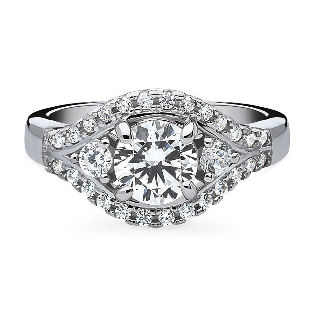 3-Stone 0.8ct CZ Ring in Sterling Silver, 1 of 10
