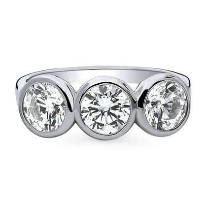 3-Stone 2.4ct CZ Ring in Sterling Silver