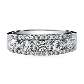 5-Stone CZ Half Eternity Ring in Sterling Silver