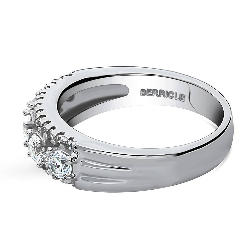 Angle view of 5-Stone CZ Eternity Ring in Sterling Silver, 5 of 9