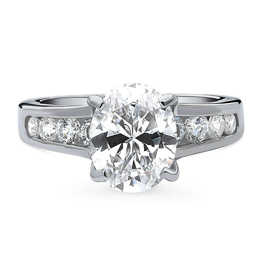 Solitaire 2.5ct Oval CZ Ring in Sterling Silver, 1 of 9