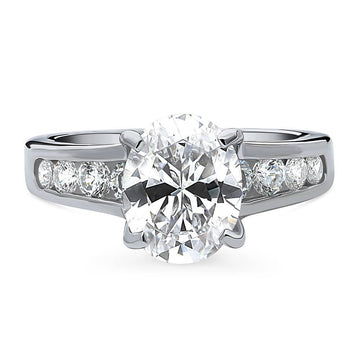 Solitaire 2.5ct Oval CZ Ring in Sterling Silver