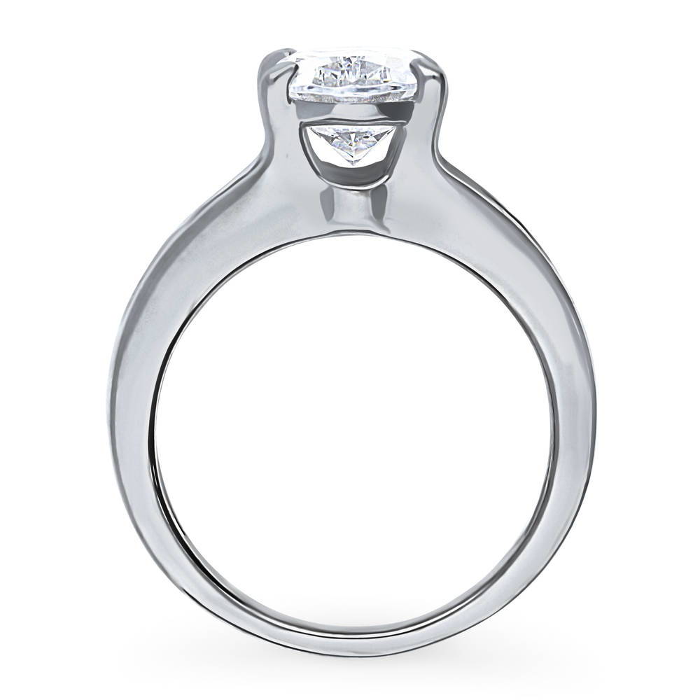 Alternate view of Solitaire 2.5ct Oval CZ Ring in Sterling Silver, 8 of 9