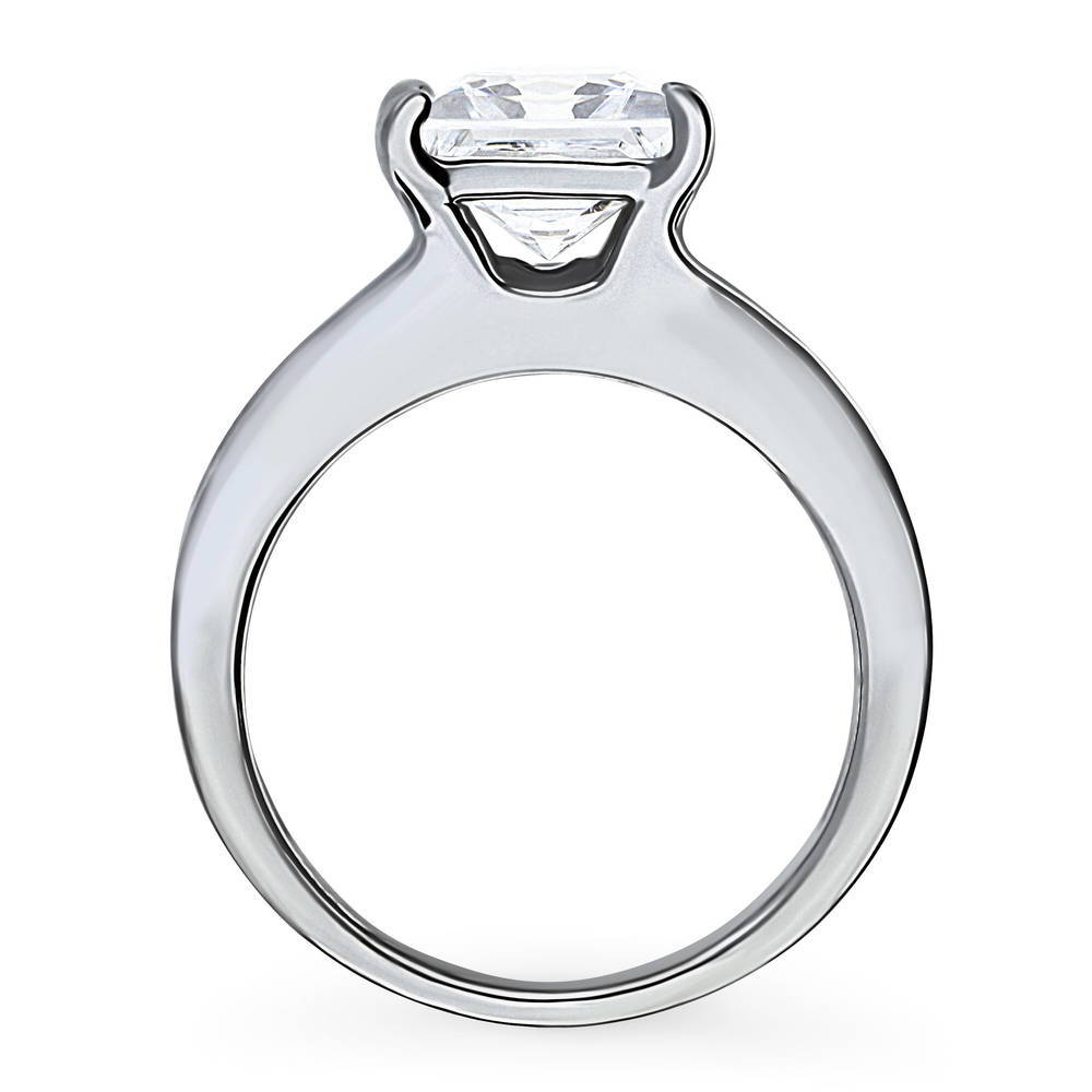 Solitaire 3ct Princess CZ Ring in Sterling Silver