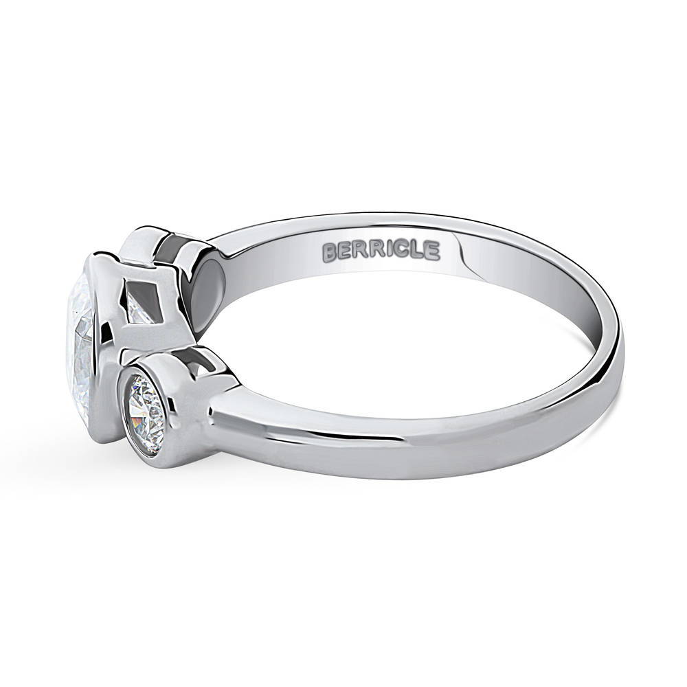 3-Stone Cushion CZ Ring in Sterling Silver