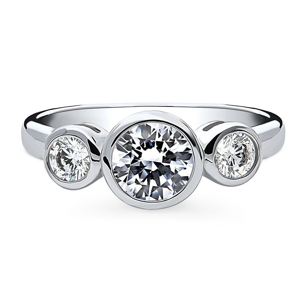 3-Stone 0.8ct CZ Ring in Sterling Silver