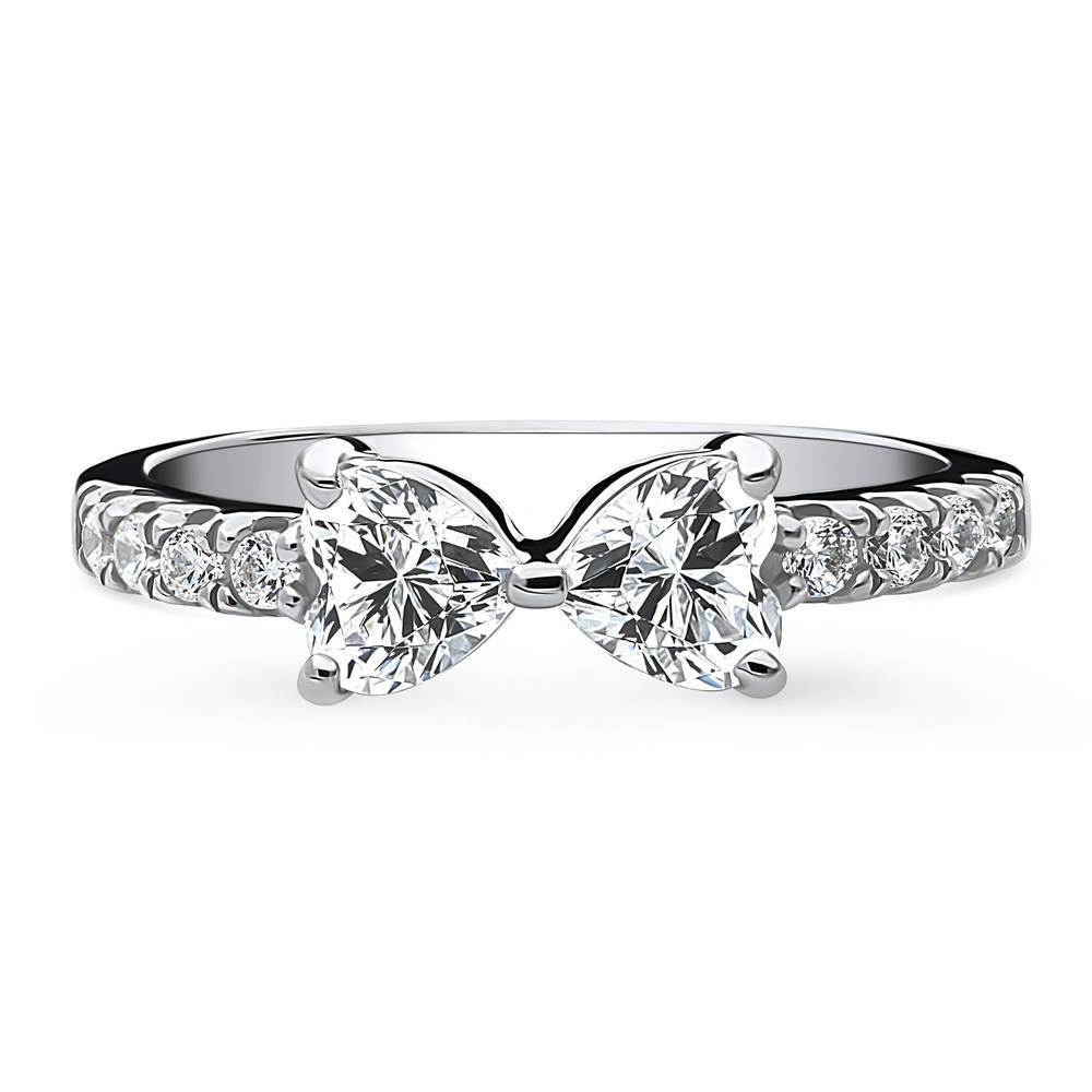 Bow Tie Heart CZ Ring in Sterling Silver, 1 of 9