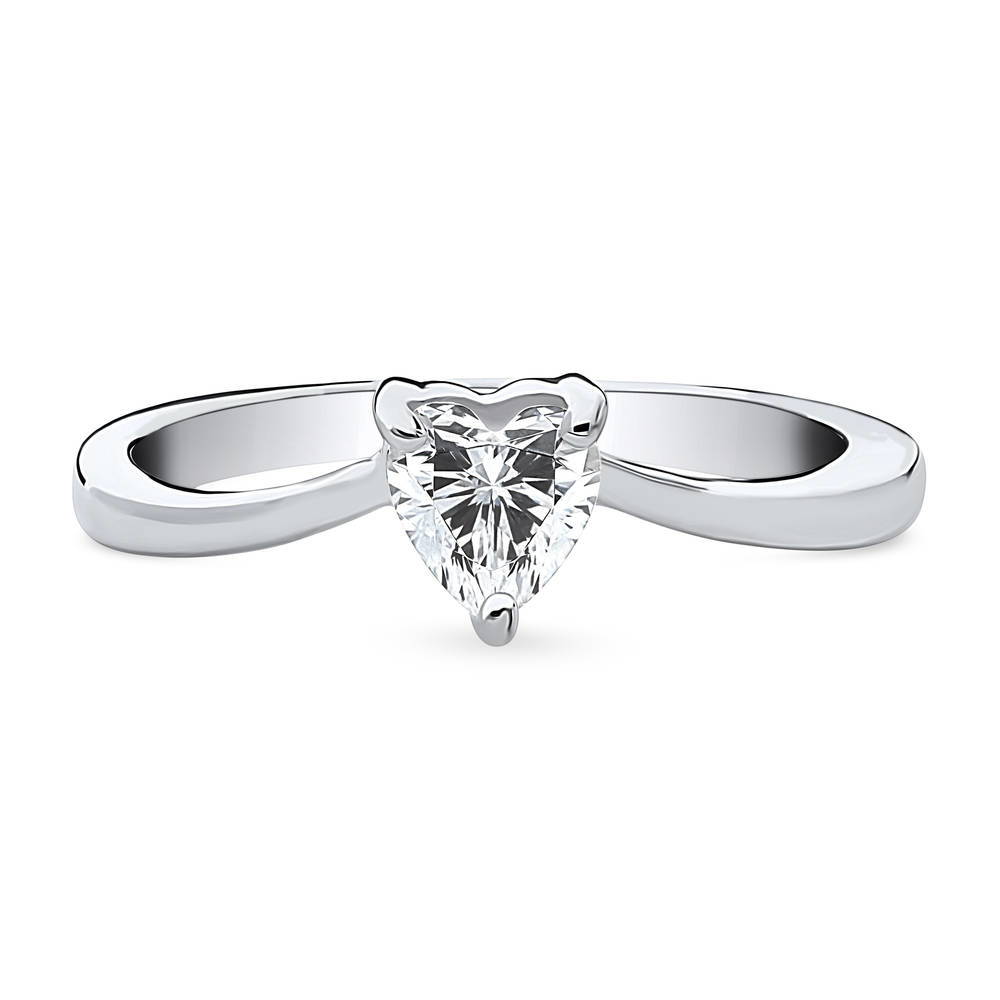 Solitaire Heart 0.4ct Heart CZ Ring in Sterling Silver, 1 of 9