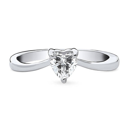 Solitaire Heart 0.4ct Heart CZ Ring in Sterling Silver