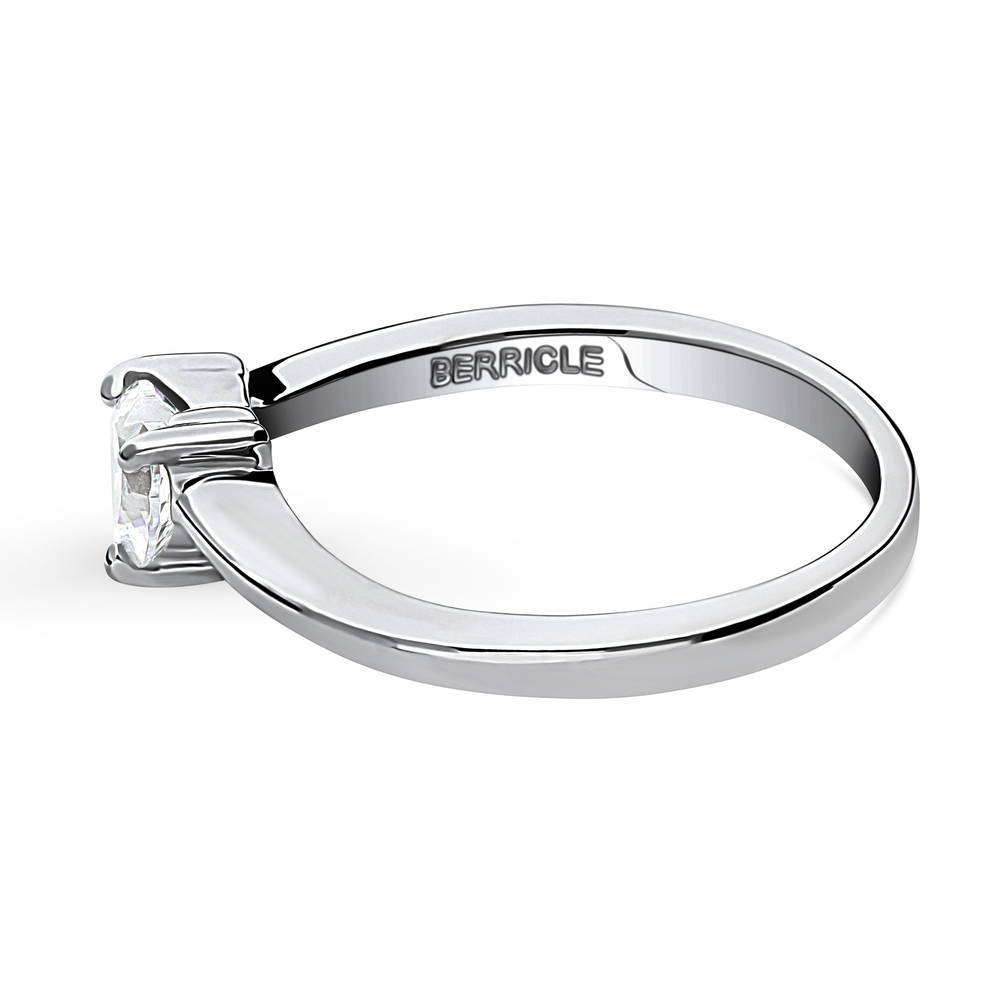 Angle view of Solitaire Heart 0.4ct Heart CZ Ring in Sterling Silver, 5 of 9