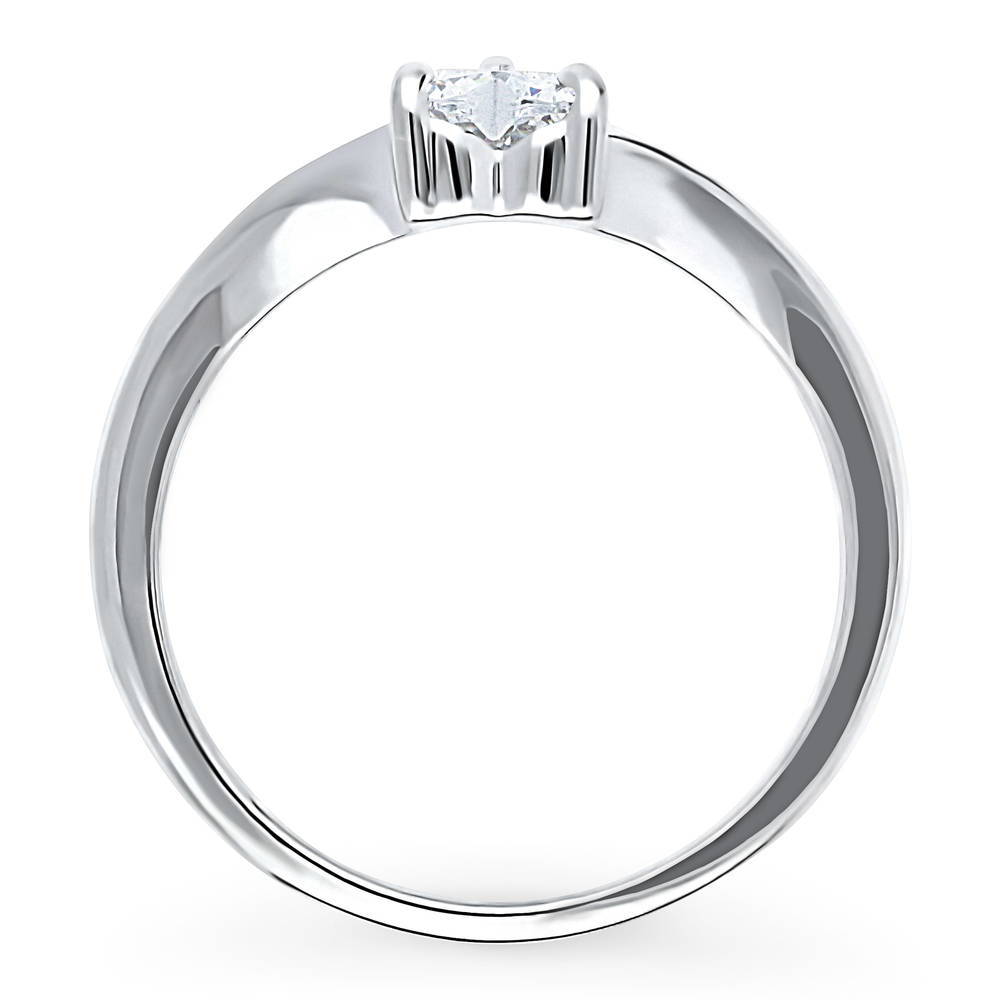 Alternate view of Solitaire Heart 0.4ct CZ Ring in Sterling Silver, 8 of 9