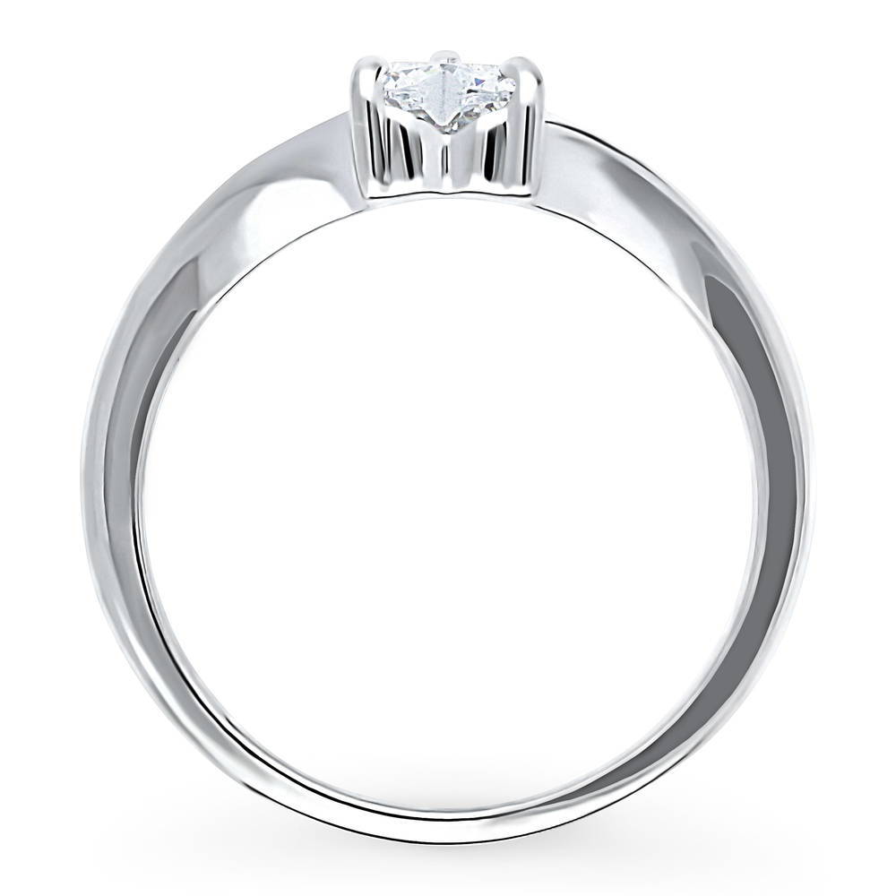 Alternate view of Solitaire Heart 0.4ct Heart CZ Ring in Sterling Silver, 8 of 9