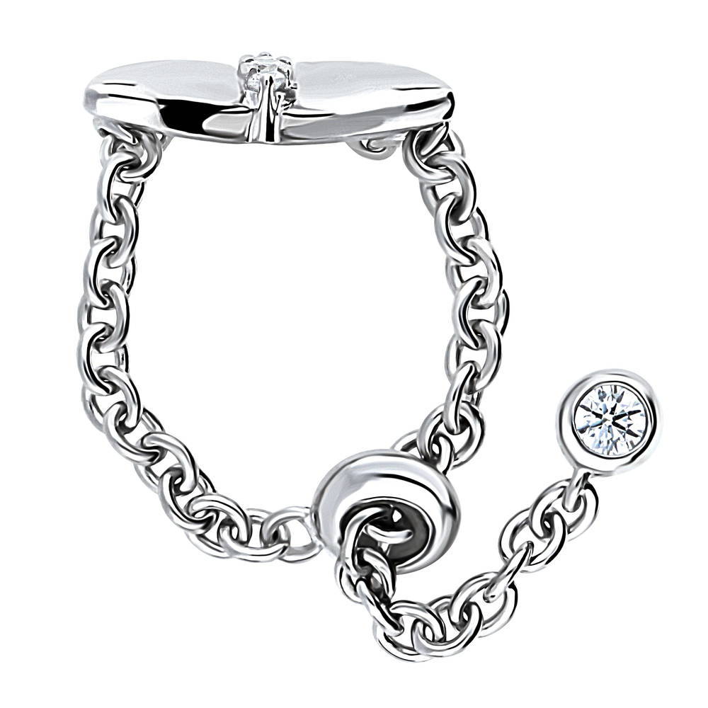Butterfly CZ Chain Ring in Sterling Silver