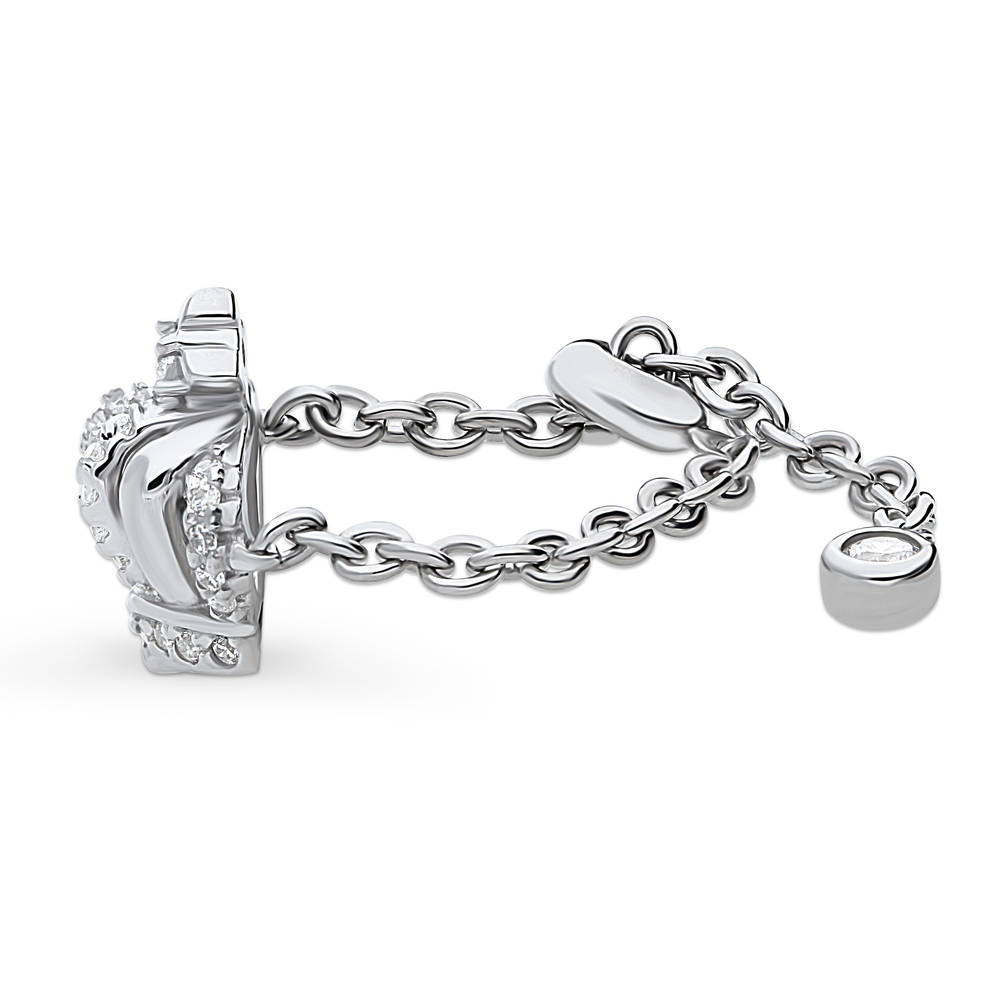 Crown CZ Chain Ring in Sterling Silver
