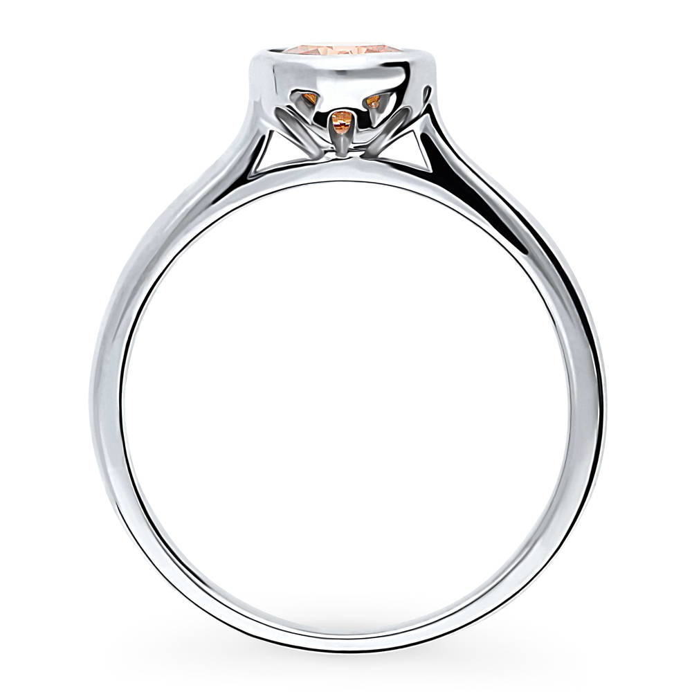 Solitaire Caramel Bezel Set Round CZ Ring in Sterling Silver 0.8ct