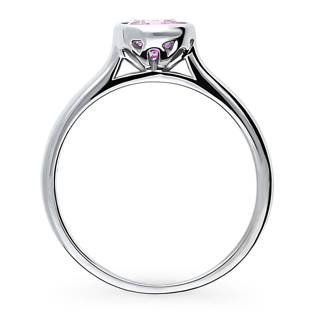Alternate view of Solitaire 0.8ct Purple Bezel CZ Ring in Sterling Silver, 8 of 9