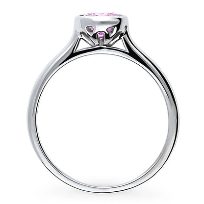Solitaire 0.8ct Purple Bezel CZ Ring in Sterling Silver