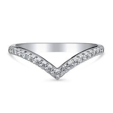 Wishbone CZ Curved Eternity Ring in Sterling Silver