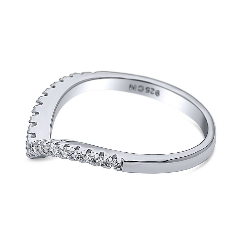 Wishbone CZ Eternity Ring in Sterling Silver