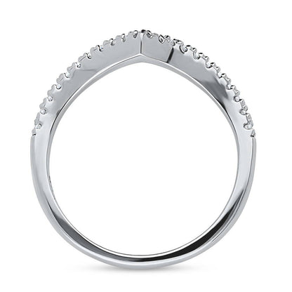 Wishbone CZ Eternity Ring in Sterling Silver