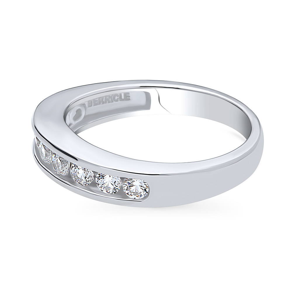 Angle view of Channel CZ Eternity Ring in Sterling Silver, 5 of 9