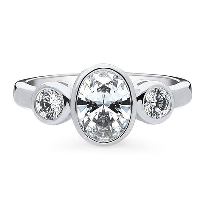 3-Stone 1.2ct Oval CZ Ring in Sterling Silver