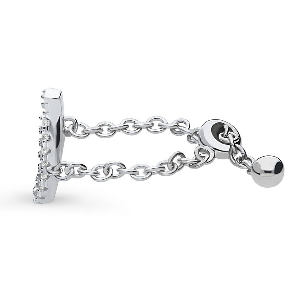 Front view of Horseshoe CZ Chain Ring in Sterling Silver, 3 of 8