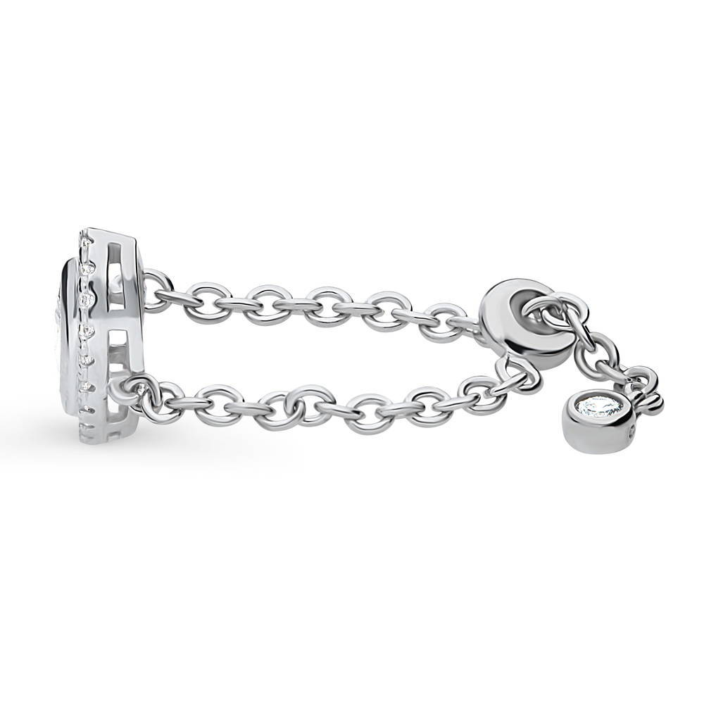 Halo Marquise CZ Chain Ring in Sterling Silver