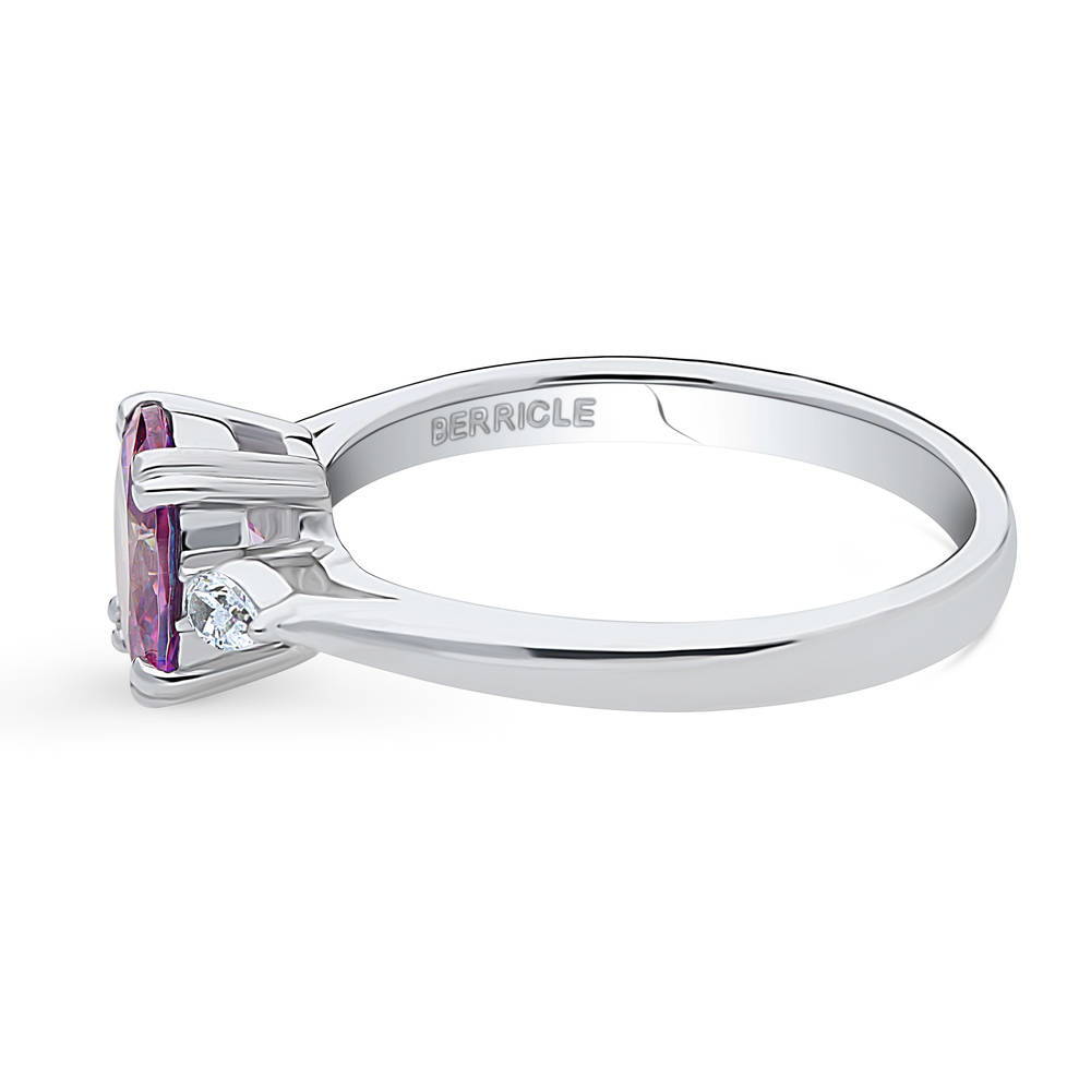 3-Stone 1.2ct Purple Oval CZ Ring in Sterling Silver