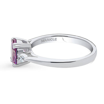 3-Stone 1.2ct Purple Oval CZ Ring in Sterling Silver