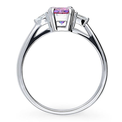 3-Stone 1.2ct Purple Oval CZ Ring in Sterling Silver