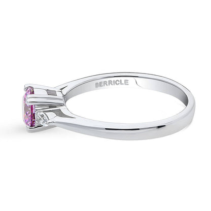 3-Stone 0.8ct Purple CZ Ring in Sterling Silver