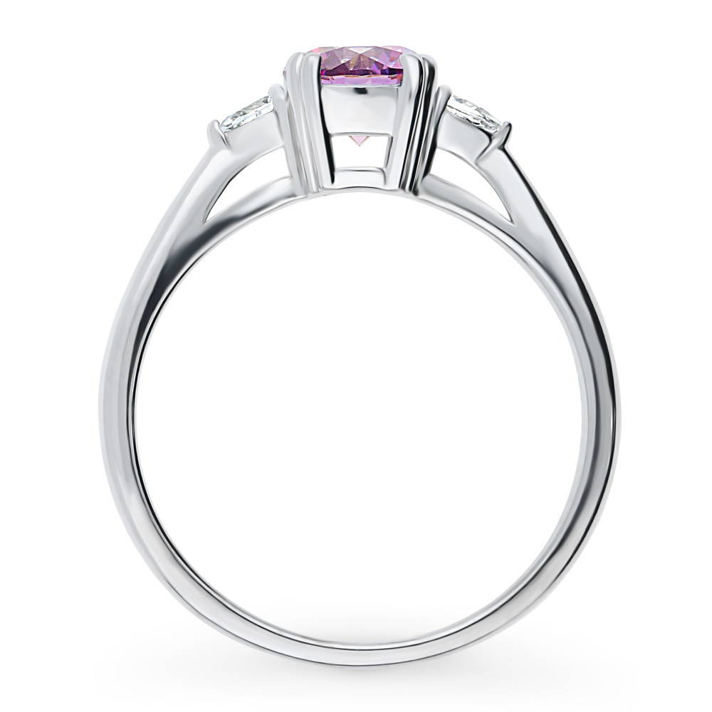 Alternate view of 3-Stone 0.8ct Purple CZ Ring in Sterling Silver, 8 of 9