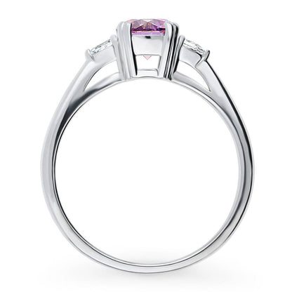 3-Stone 0.8ct Purple CZ Ring in Sterling Silver