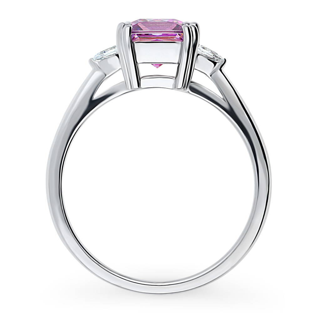 Alternate view of 3-Stone 1.2ct Purple Princess CZ Ring in Sterling Silver, 8 of 9