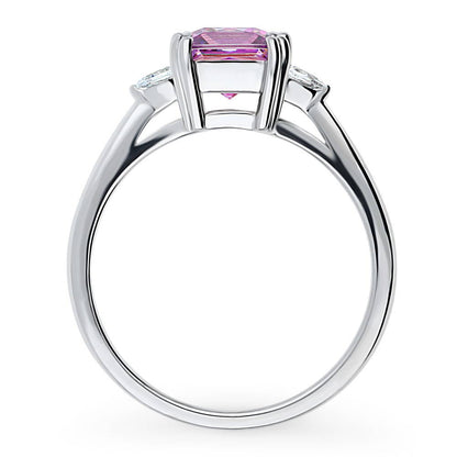 3-Stone 1.2ct Purple Princess CZ Ring in Sterling Silver