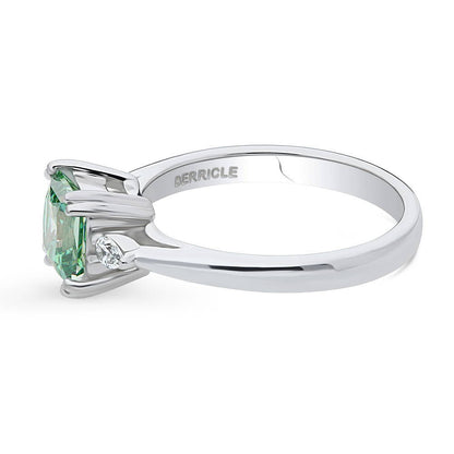 3-Stone 1.2ct Green Princess CZ Ring in Sterling Silver