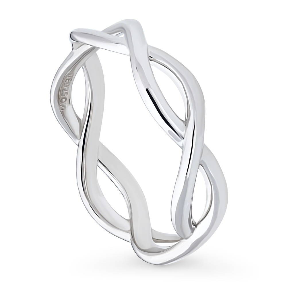 Front view of Woven Band in Sterling Silver, 4 of 8