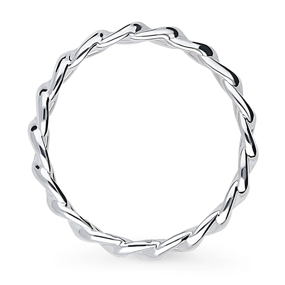 Angle view of Woven Stackable Band in Sterling Silver, 5 of 8