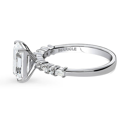 Solitaire Art Deco 2.1ct Emerald Cut CZ Ring in Sterling Silver