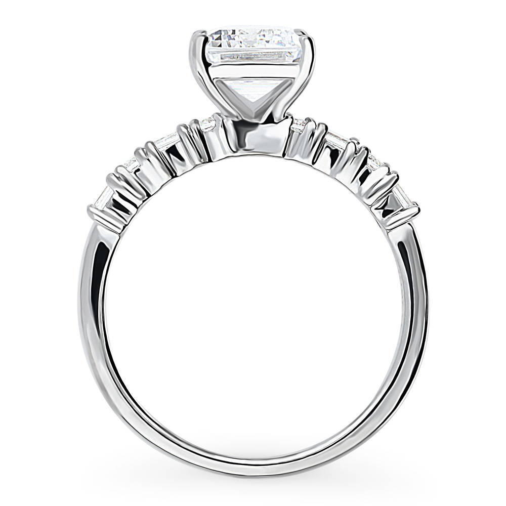 Alternate view of Solitaire Art Deco 2.1ct Emerald Cut CZ Ring in Sterling Silver, 8 of 9