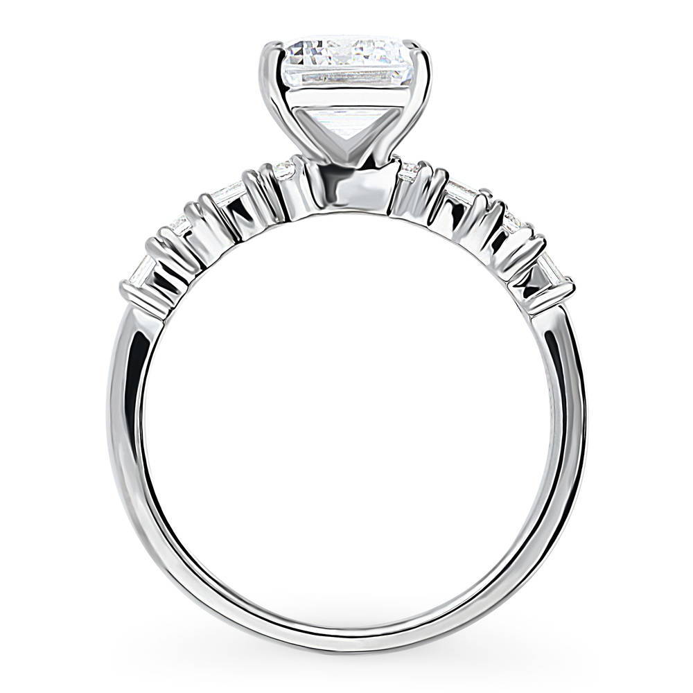 Alternate view of Solitaire Art Deco 2.1ct Emerald Cut CZ Ring in Sterling Silver, 8 of 10