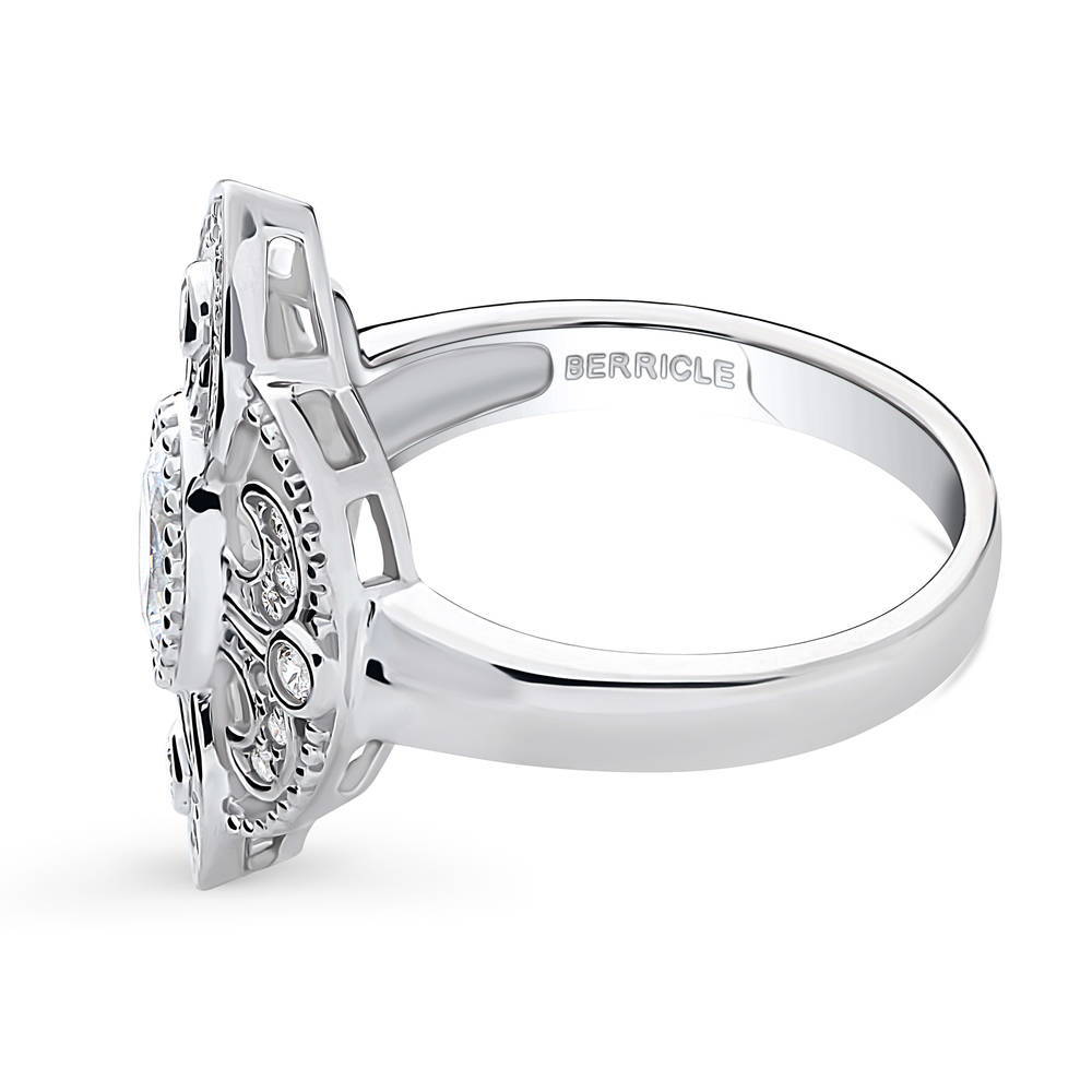 Angle view of Milgrain CZ Ring in Sterling Silver, 5 of 9