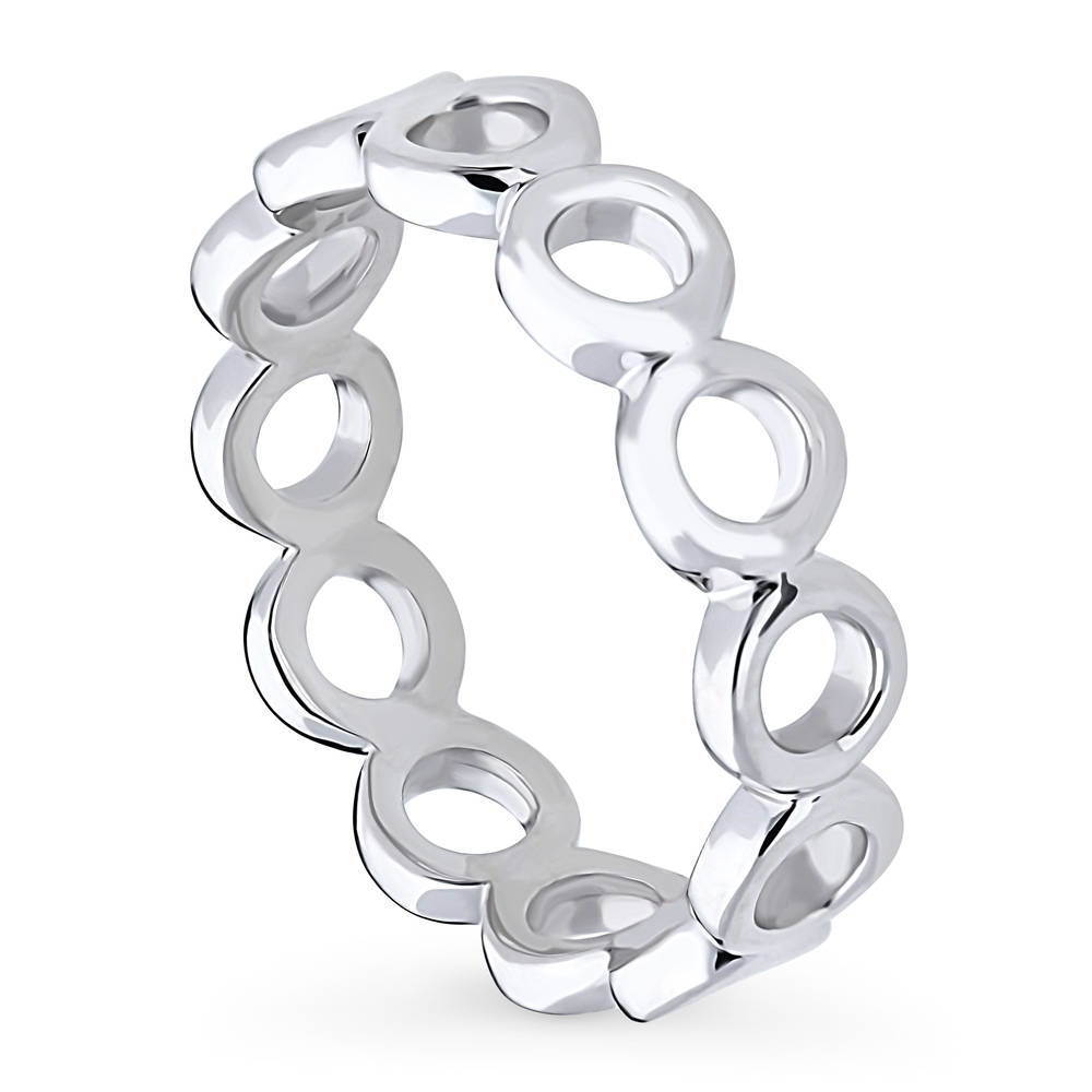 Front view of Bubble Open Circle Band in Sterling Silver, 4 of 9